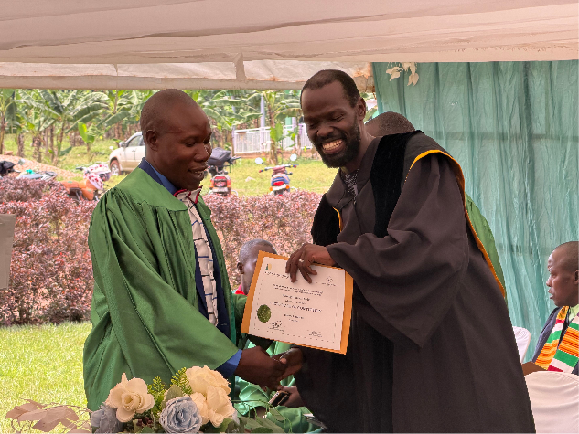 Pastor David Ndimugulumiza at his biblical training graduation